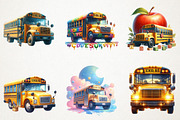Back To School Bus Watercolor Png, an Illustration by RobertsArt (Thumbnail 2 of 7)