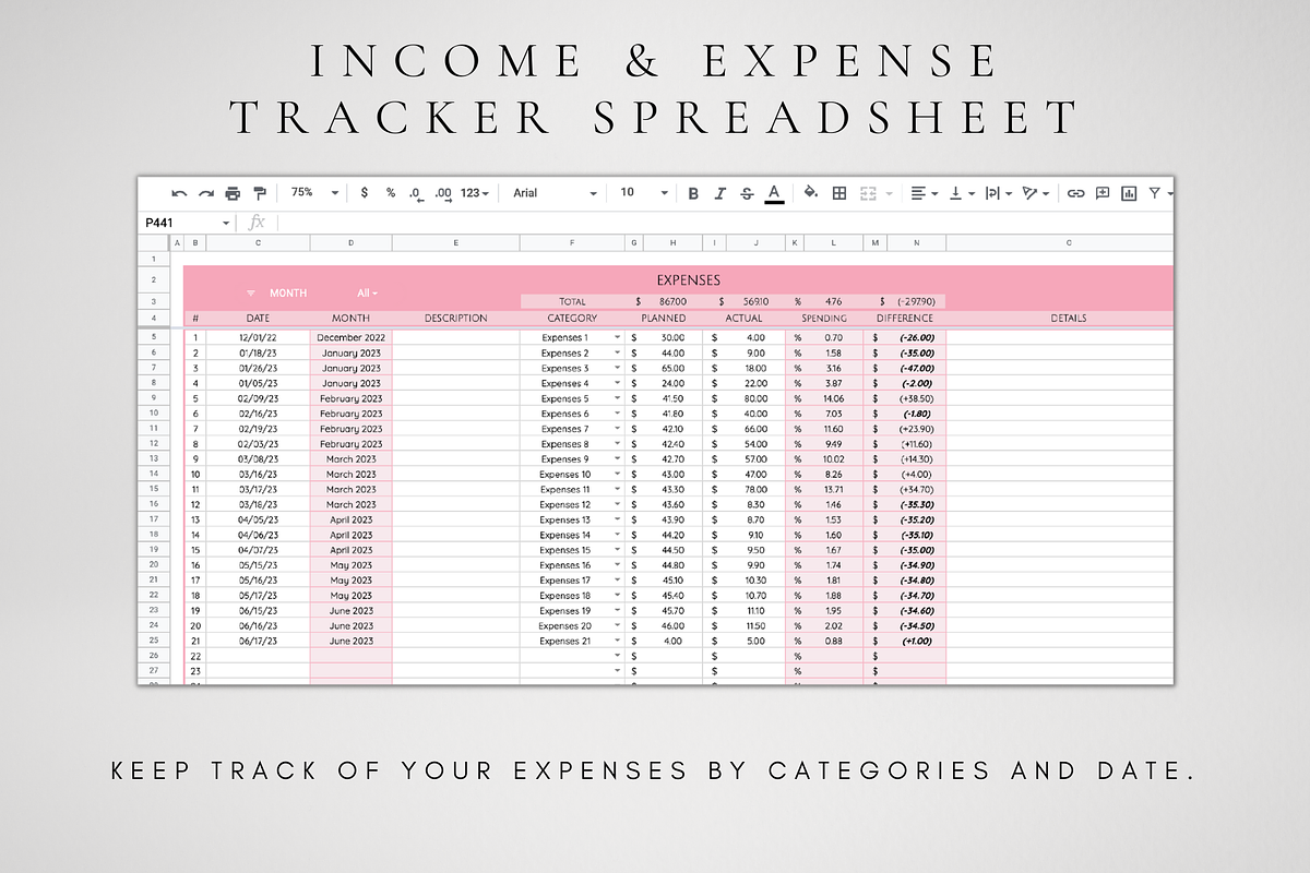 Digital Income & Expense Template, a Templates & Theme by BRANDcontent
