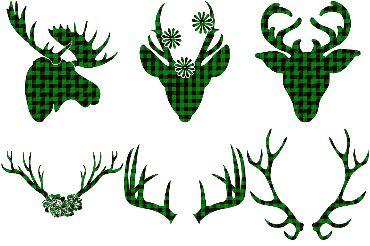 Green Buffalo Plaid Deer/Antlers, an Illustration by FrankiesDaughtersDesign (Photo 2 of 5)