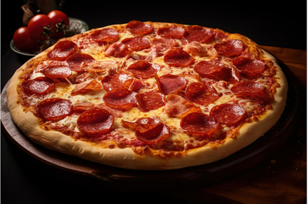 Cheesy Pizza pepperoni italian table, a Food & Drink Photo by Ylivdesign