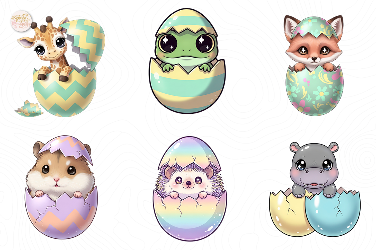 Easter Eggshell Animals PNG Clipart., an Animal Illustration by KennedyStudio (Photo 3 of 5)