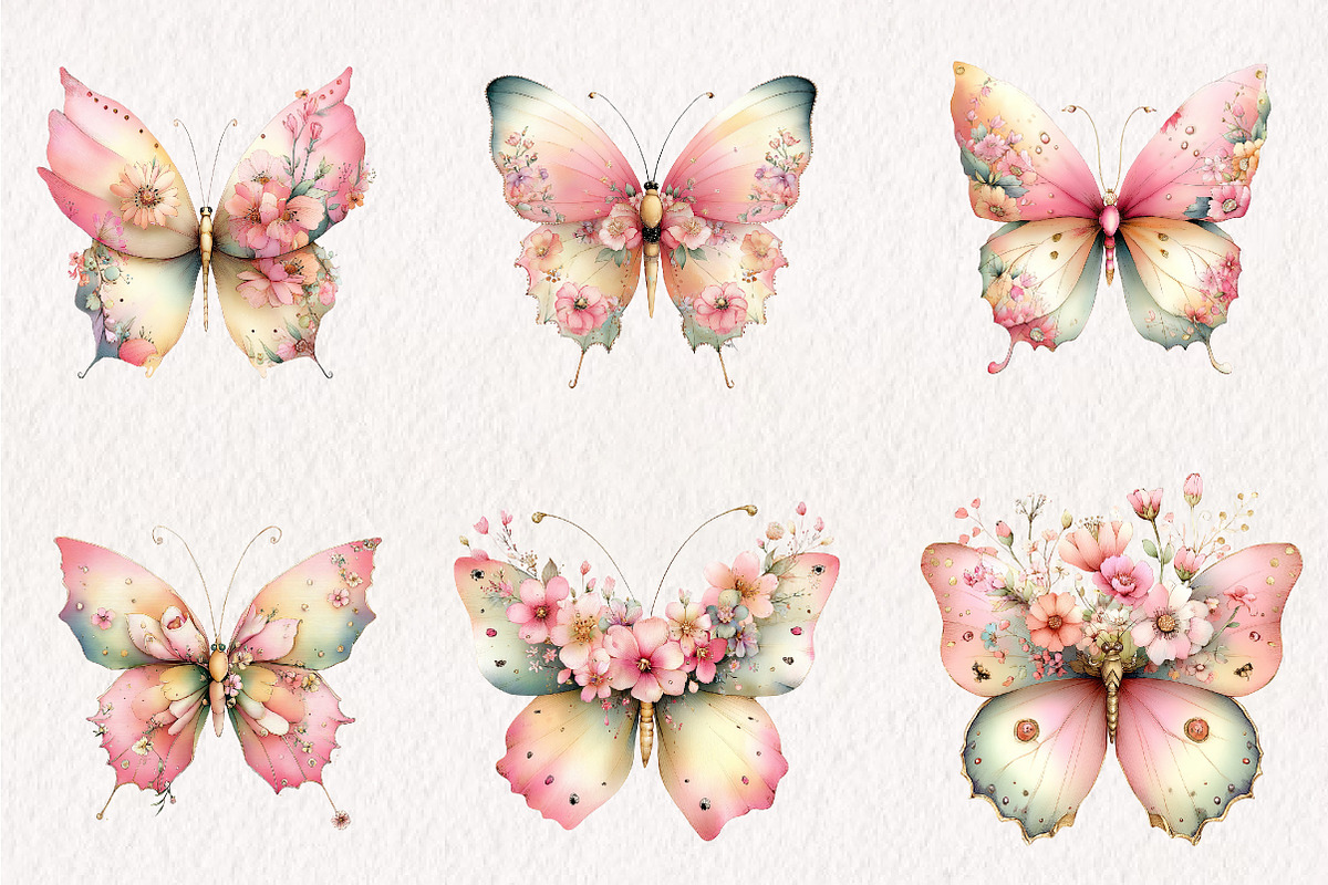 Spring Butterfly Sublimation Clipart, an Illustration by CreationArt (Photo 3 of 7)