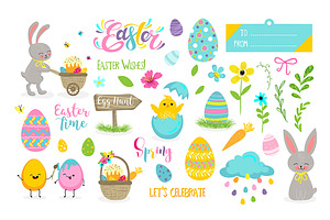 Happy Easter design elements set
