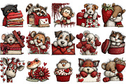 Valentine Peeking Animals Clipart, an Illustration by OK Design (Thumbnail 3 of 6)