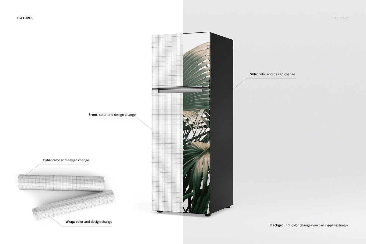 Fridge Wrap Mockup Set, a Household Mockup by creatsy2 (Photo 3 of 8)