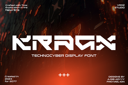 KRAGX - TECHNOCYBER DISPLAY FONT, a Sans Serif Font by Vroz Studio