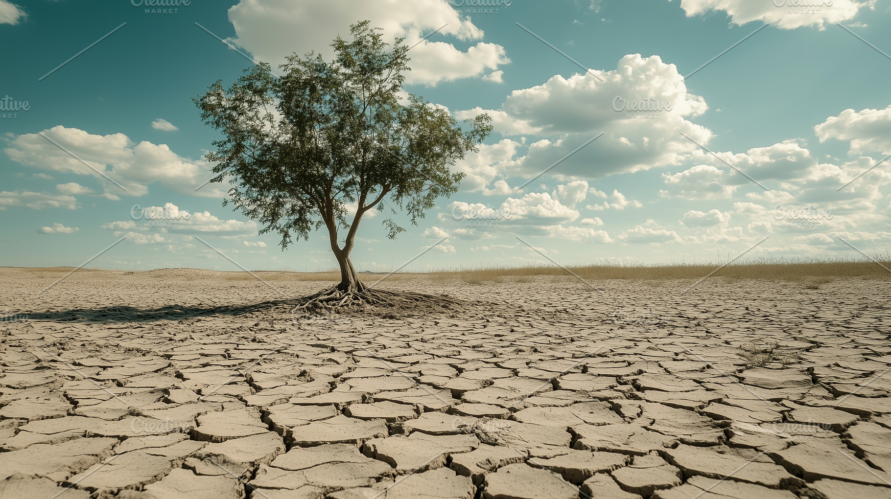 Alone tree grows on a desert, a Nature Photo by MistyDay