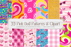 Barbiecore Patterns & PNG Clipart