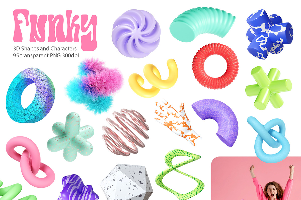 Funky Abstract 3D Shapes, Characters, a Graphic by LarysaZabrotskaya (Photo 2 of 10)
