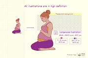 27 Prenatal Yoga Illustrations, a Person Illustration by Peg Design (Thumbnail 4 of 11)