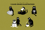 Forest Cats Vector Illustrations, an Animal Illustration by helenreveur (Thumbnail 3 of 5)