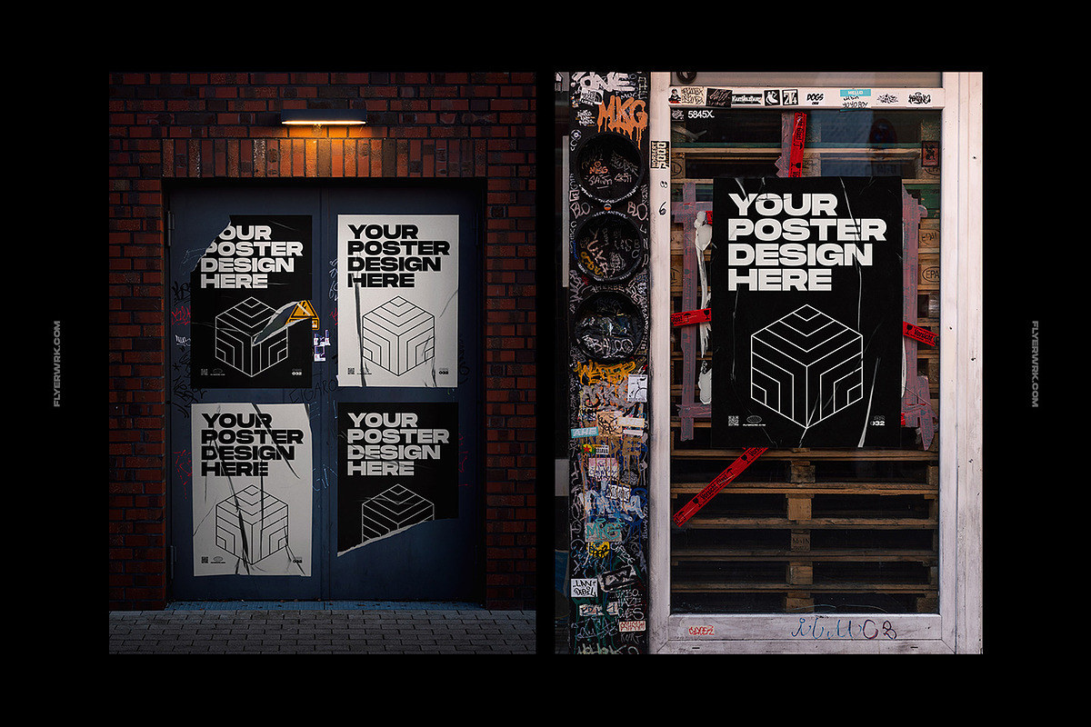 Urban Poster Wall Mockups, a Print Template by FLYERWRK (Photo 6 of 11)