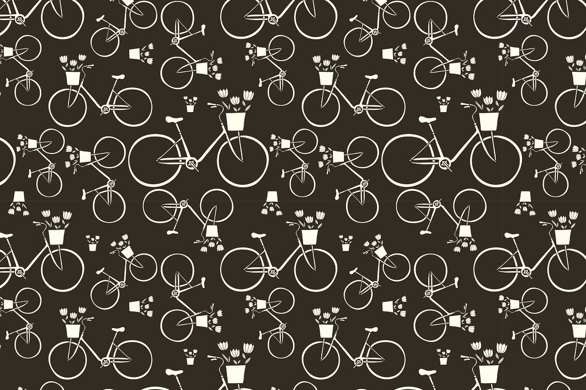 Vector bike seamless patterns., a Pattern Graphic by Little A (Aigul) (Photo 3 of 4)
