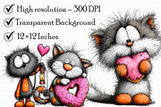 Sweet Valentine Cats & Hearts Clipar, an Illustration by Libby Wishes (Thumbnail 5 of 7)