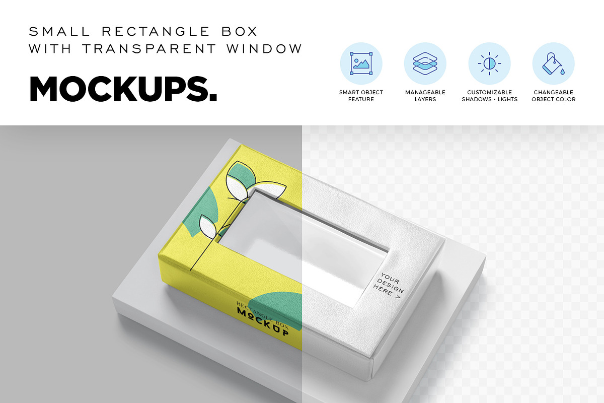 Rectangle Box with Window Mockups, a Packaging Mockup by DesignNeutrons