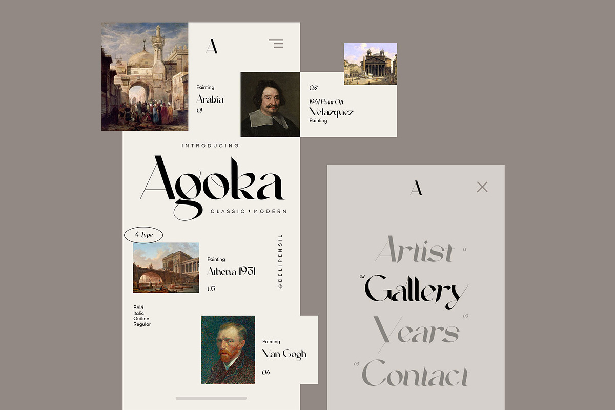Agoka Modern Classic Typeface, a Serif Font by delipensil (Photo 6 of 11)