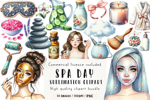 Spa Day Sublimation Clipart Bundle, an Illustration by CreationArt