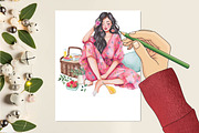 Watercolor Girly Summer Clipart, an Illustration by SVGArt (Thumbnail 5 of 9)