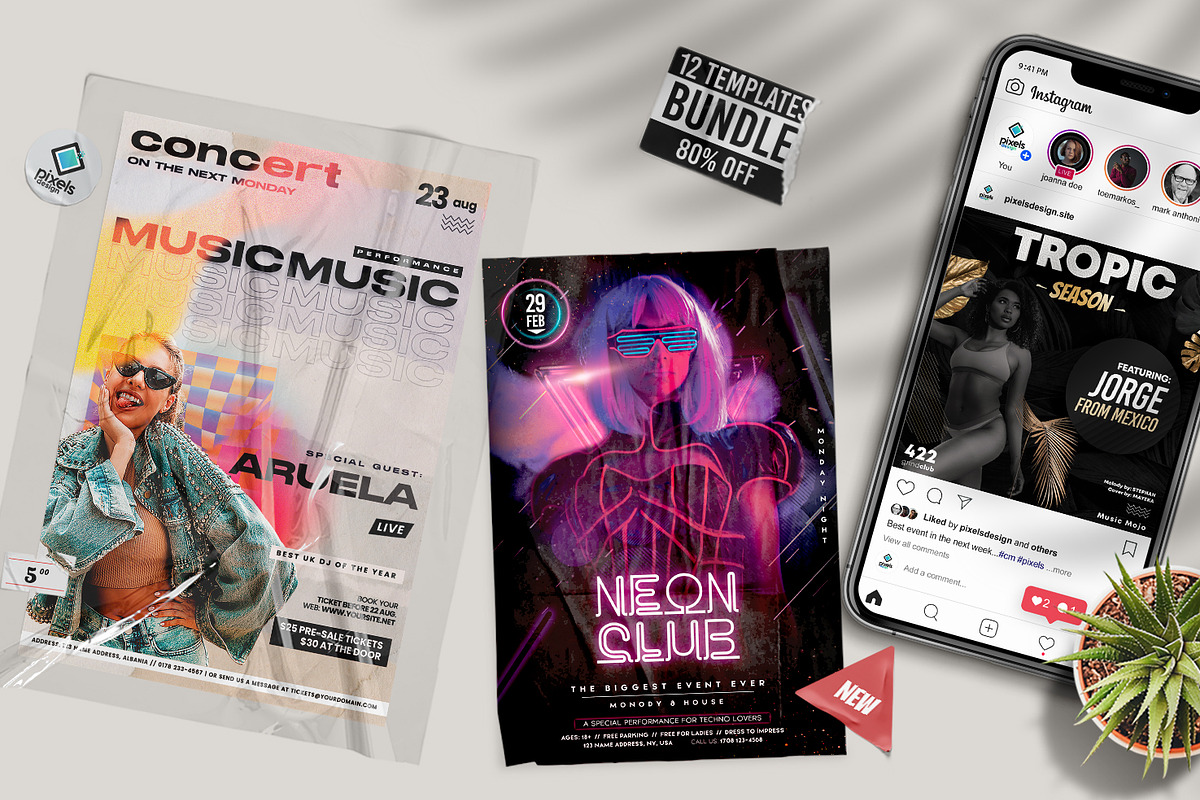 Bundle 12 Flyers and Banners, a Flyer Template by PixelsDesign (Photo 1 of 3)