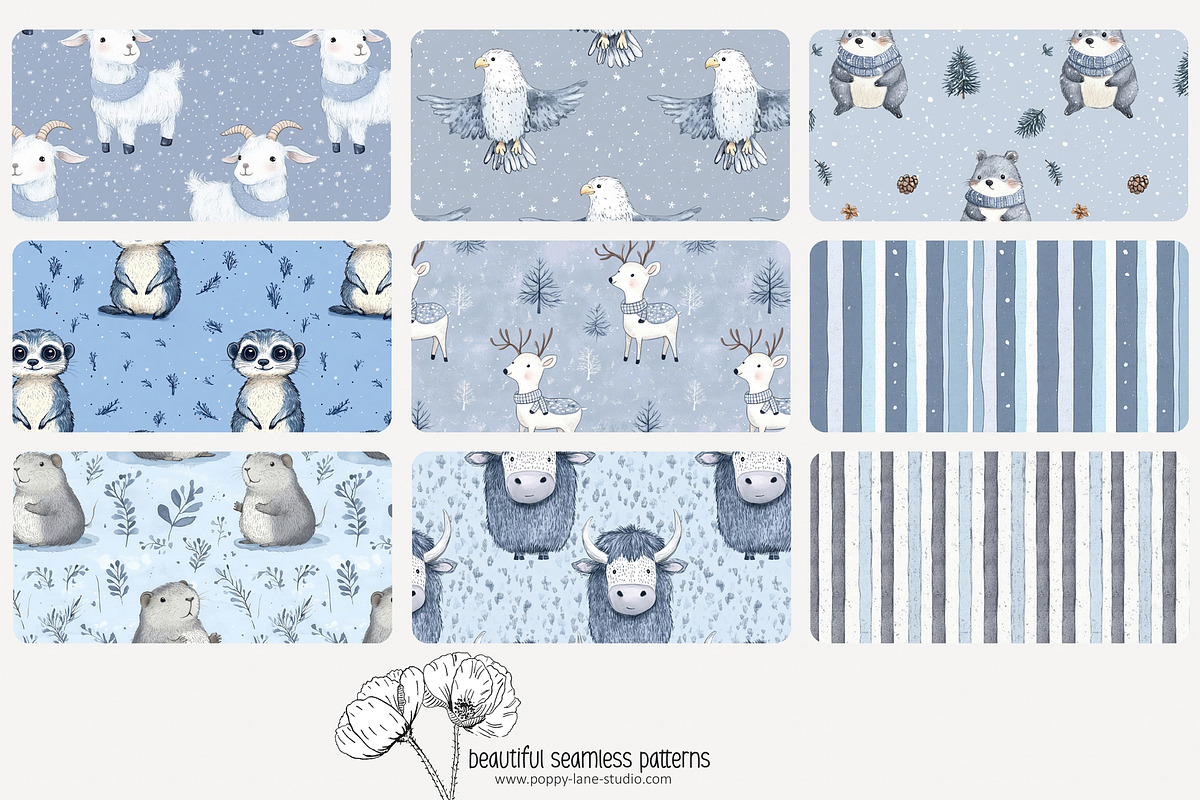 80 winter animals seamless pattern, a Pattern Graphic by Poppy Lane Studio (Photo 2 of 11)