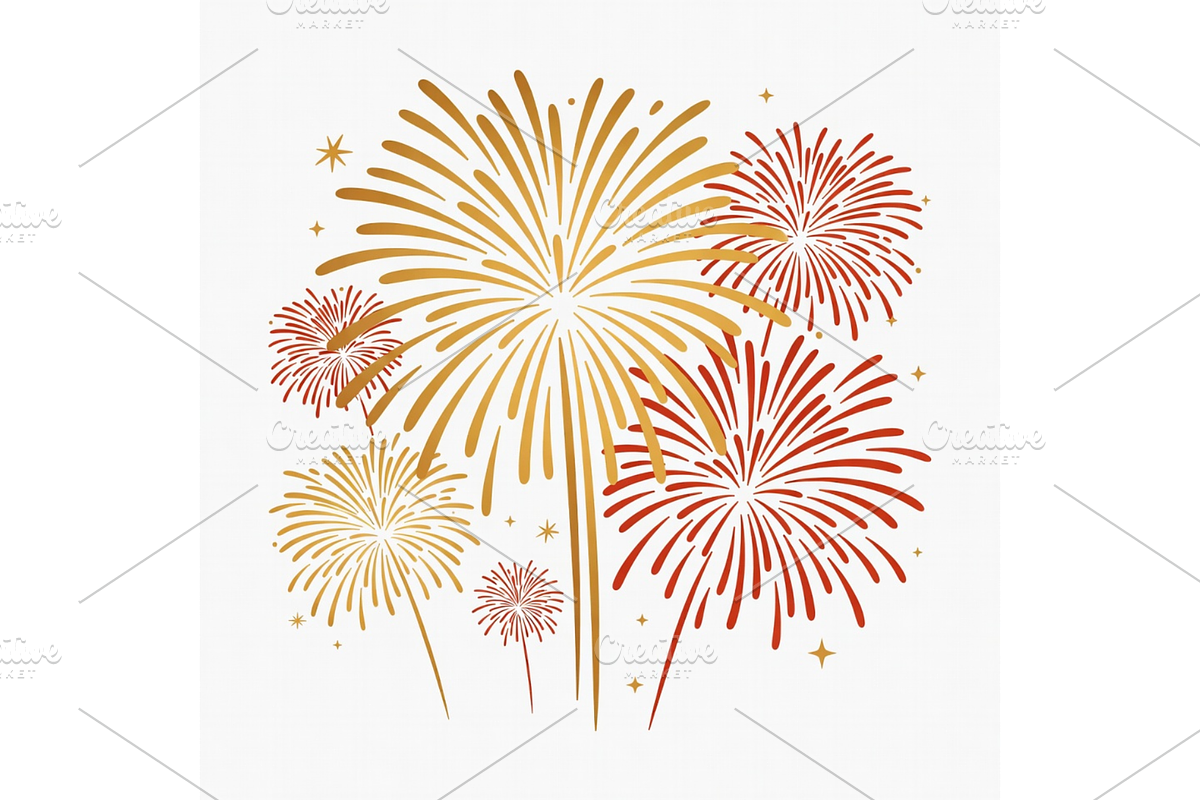 New year Fireworks Clipart, a Seasonal Illustration by Creative design (Photo 7 of 7)