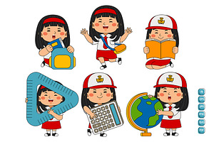 Cute Student Girl Character #01, an Education Illustration by MEDZ