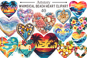 Whimsical Retro Beach Heart Clipart, an Illustration by designcity5 (Thumbnail 1 of 5)