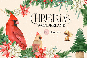 Christmas watercolor clipart set