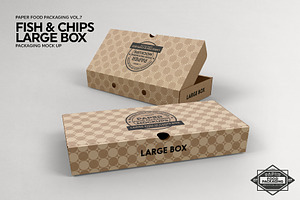 Large Fish And Chips Box Mockup