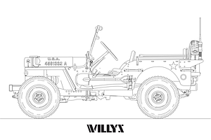 Willys MB historical car, an Illustration by frizio