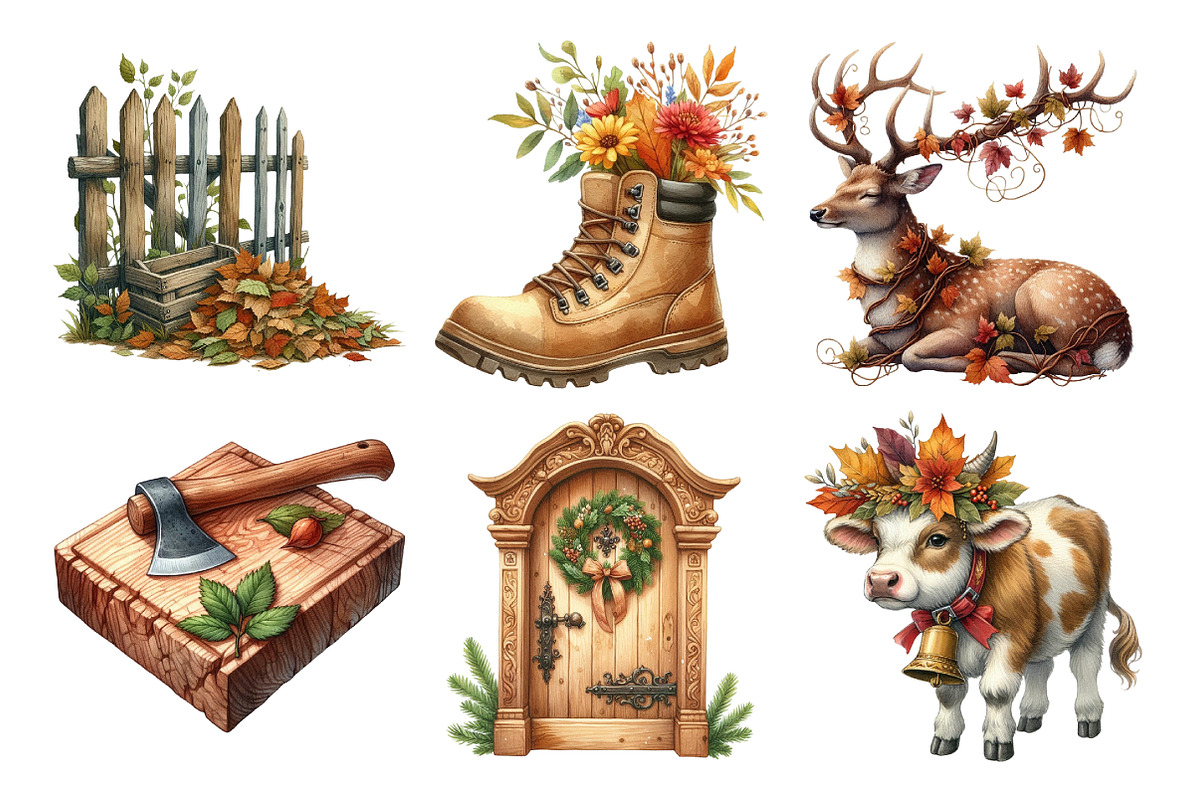 Watercolor Alpine Autumn Clipart, an Illustration by Daily.Designs (Photo 2 of 4)