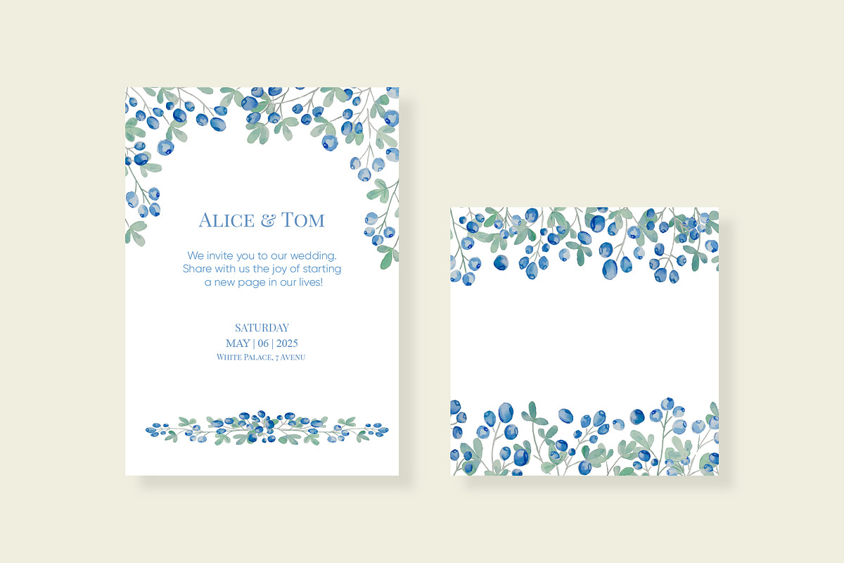 Watercolor wedding invitation set, an Invitation Template by Idressart (Photo 3 of 7)