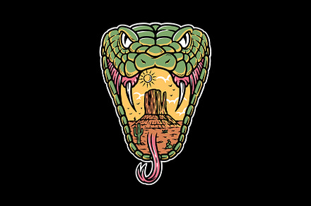 snake head with desert view