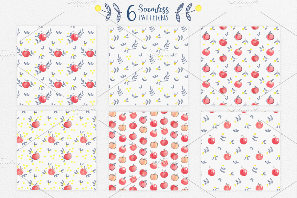Apple Blossom Watercolor Set, a Pattern Graphic by Petite Salade (Photo 2 of 3)