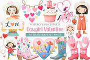 Cowgirl Valentine Clipart, an Illustration by Craft Nest (Thumbnail 1 of 4)