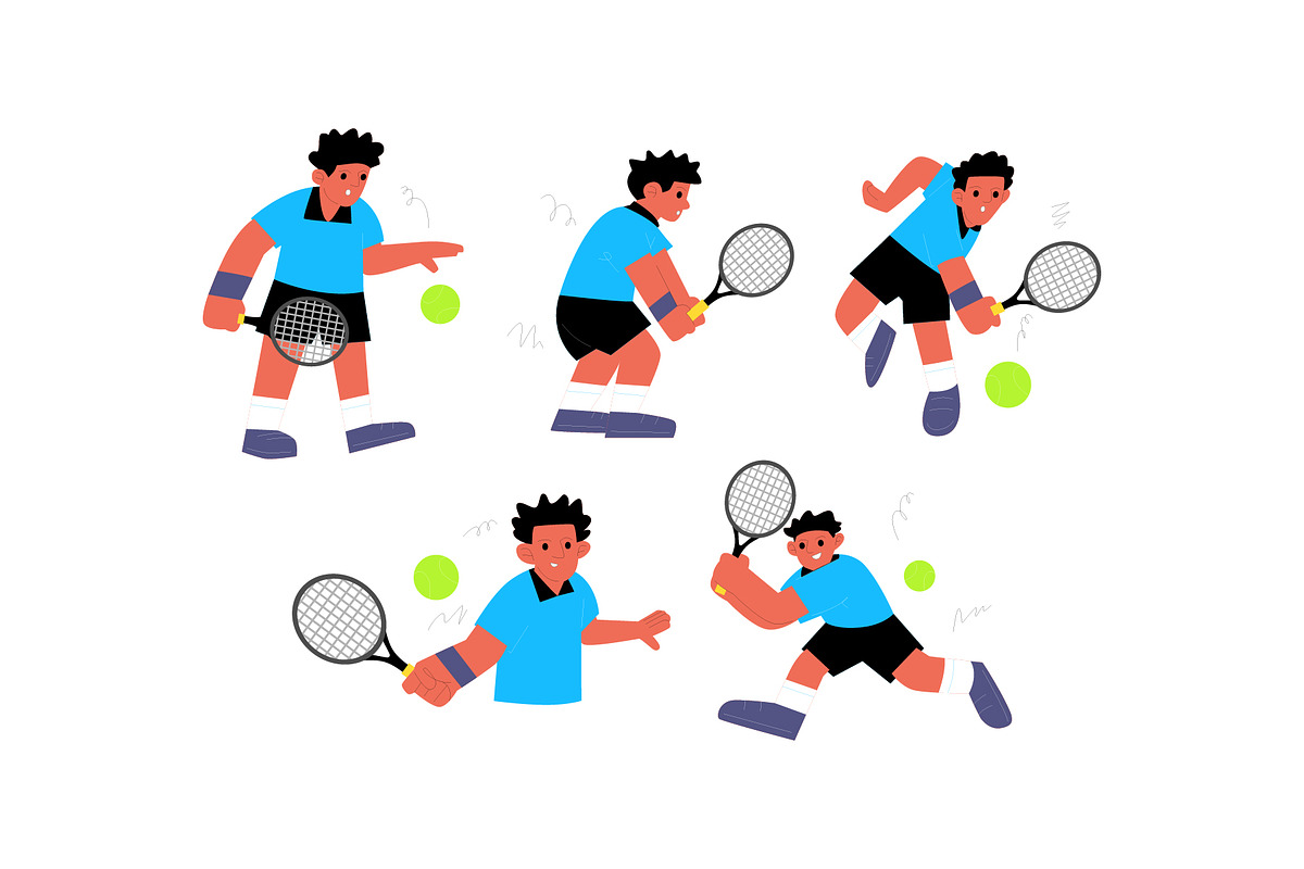 Tennis Man Character Vol 2, a Sport Illustration by SLAB! Design (Photo 2 of 3)