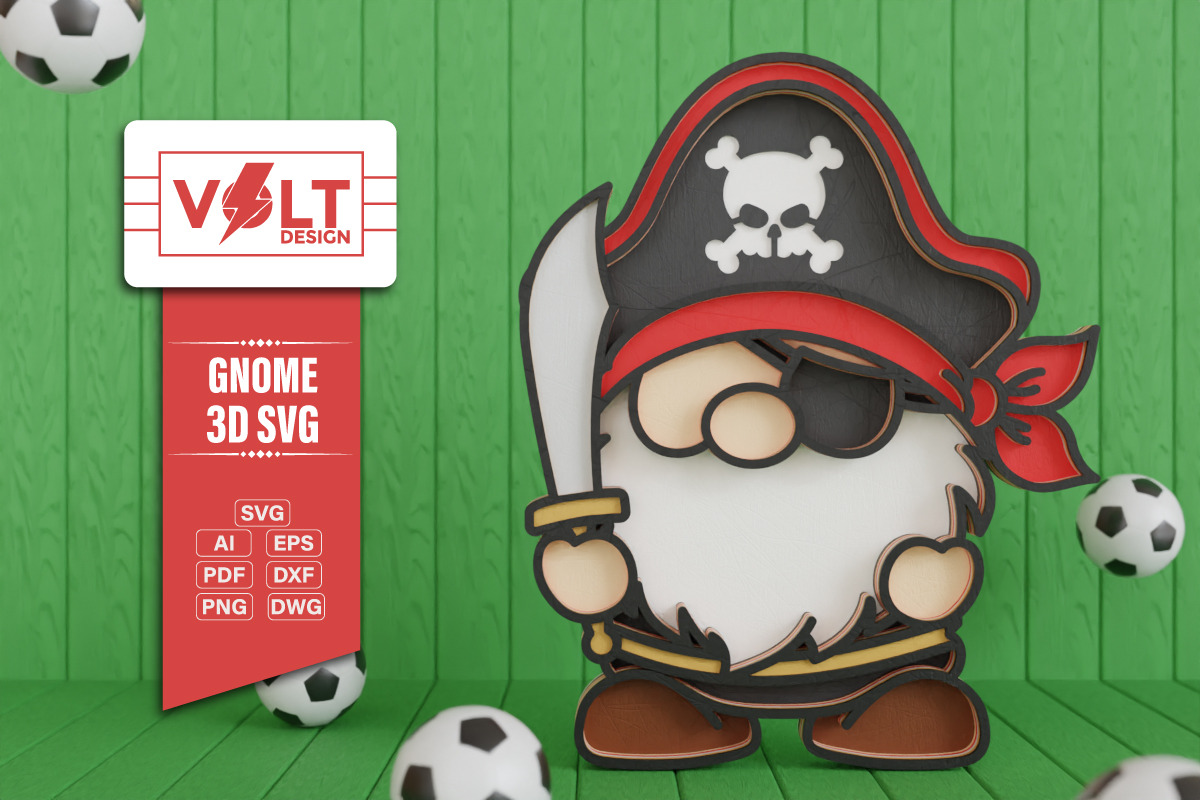 Summer Gnome 3D SVG Multilayered Cut, a Decorative Illustration by Volt_Design (Photo 2 of 3)