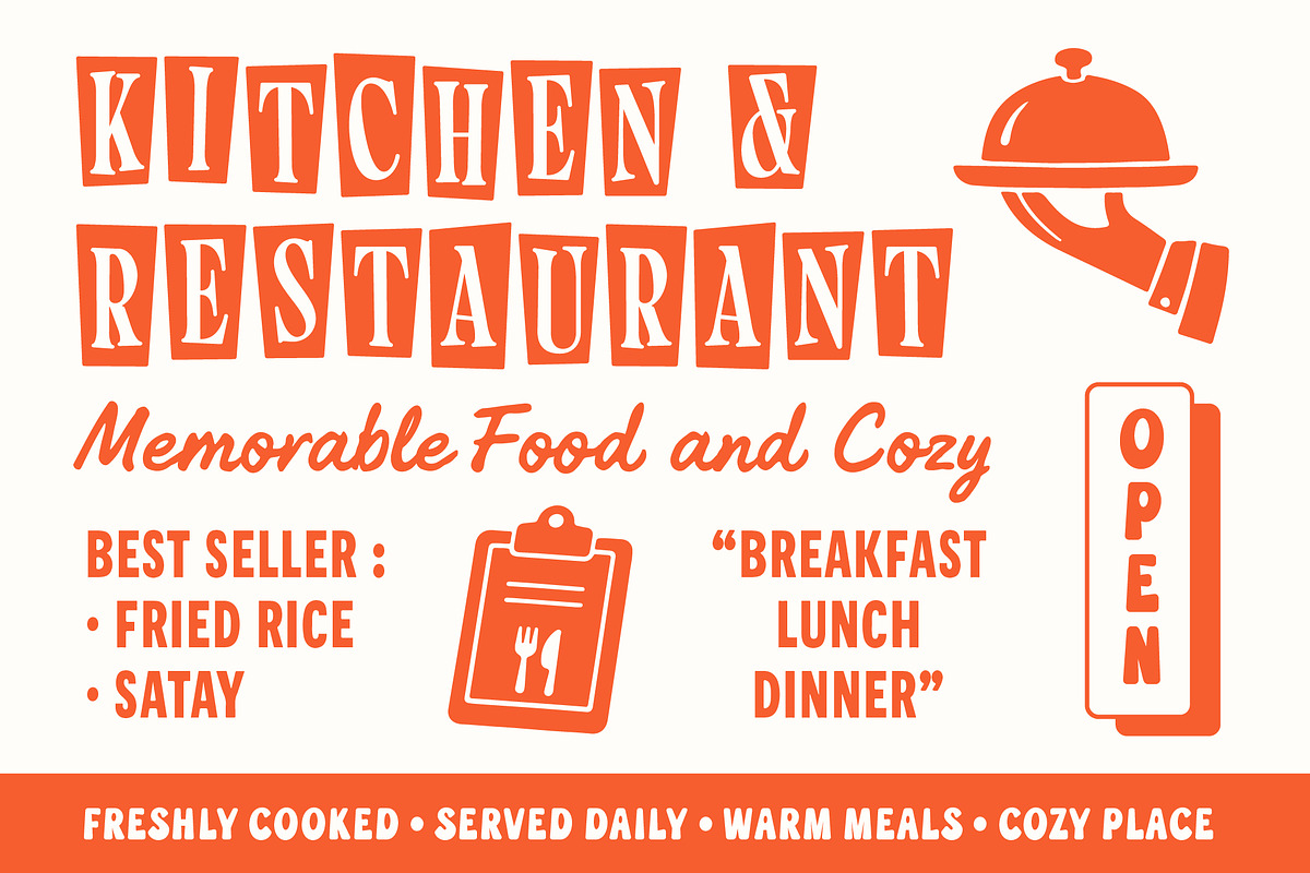 Retro Food Branding - Font Bundle, a Script Font by Edignwn Type (Photo 3 of 12)