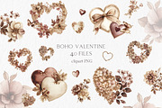 Boho Valentine Clipart PNG, a Seasonal Illustration by MyLittleMeow (Thumbnail 1 of 7)