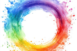 Rainbow watercolor circle abstract a, a Background Photo by Pixeness Studio