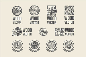 Set Of Wood Rings Texture Logo