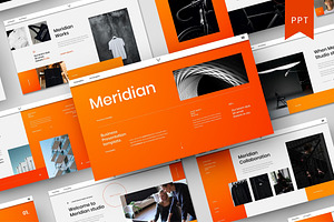 Meridian – Business PowerPoint, a Presentation Template by Dens Creative Studio