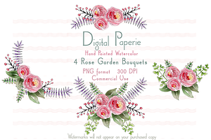 Watercolor Rose Garden Bouquets