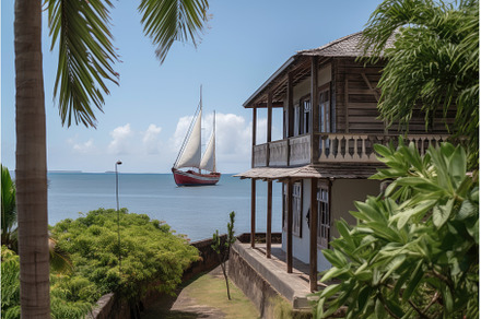 colonial house with view of the, an Architecture Photo by Sergey Kotenev