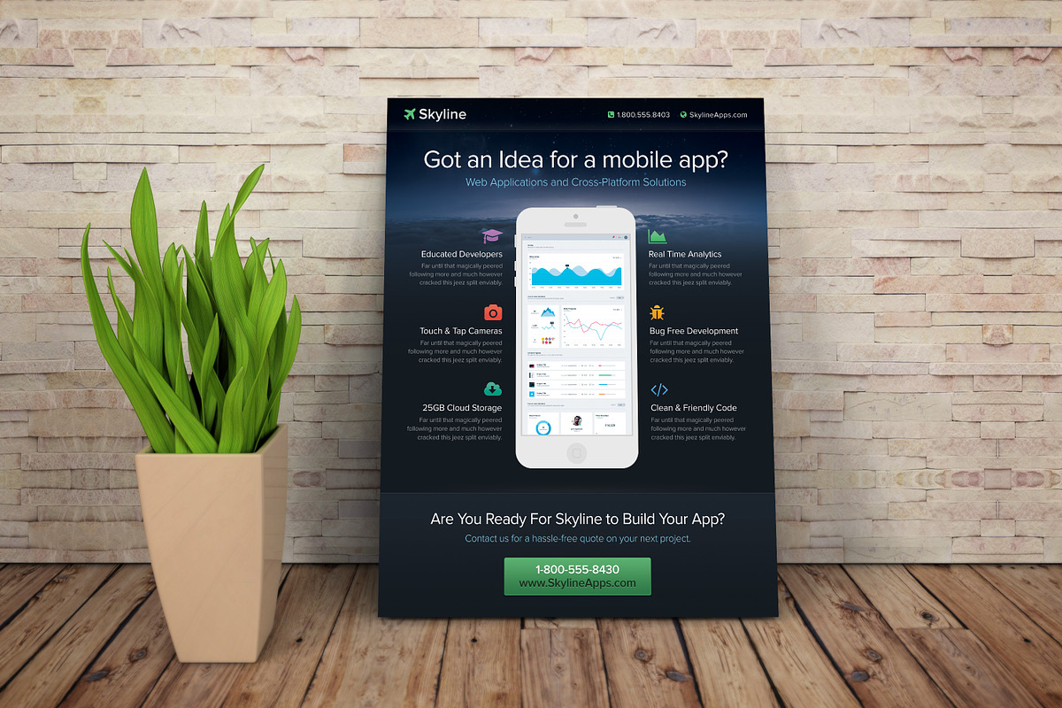 Mobile App Flyer Template, a Flyer Template by Creativenauts (Photo 2 of 4)