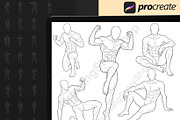 400 Procreate Male pose stamps Bases, a Brush Add-On by DrawingStoryShop (Thumbnail 4 of 7)
