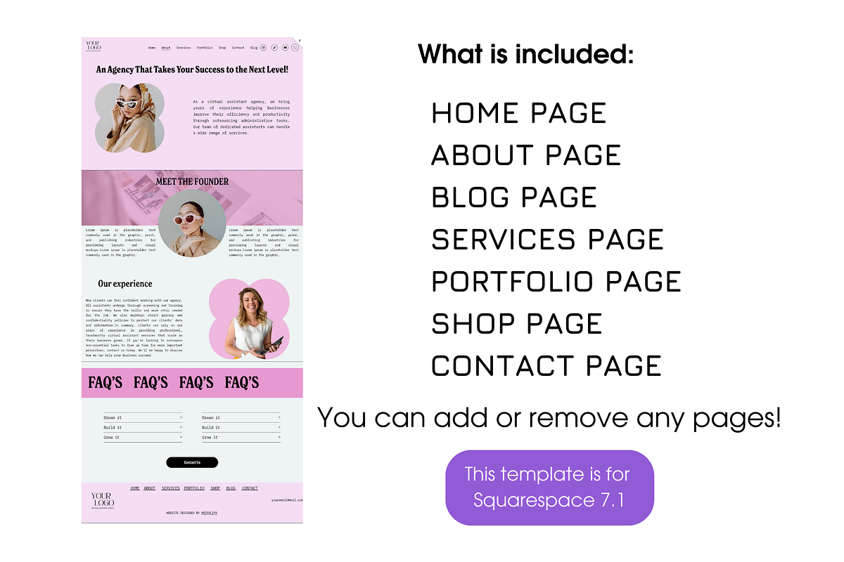 Squarespace website Virtual Assist, a Squarespace Template by Amiraliya (Photo 4 of 9)