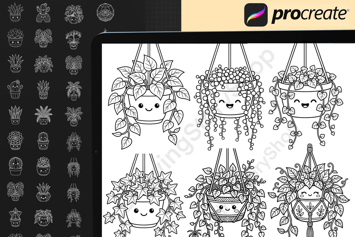 200Kawaii Plant Pot Procreate Stamps, a Brush Add-On by DrawingStoryShop (Photo 3 of 6)