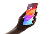 Phone 15 Pro Mockup in Hand, an iPhone Mockup by Asylab (Thumbnail 1 of 4)