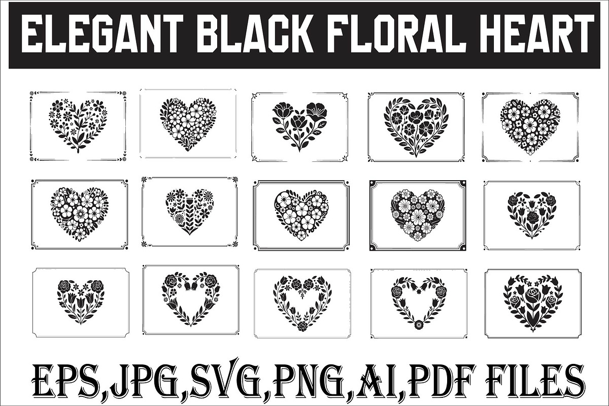 Elegant Black Floral Heart, an Illustration by Amazin_art (Photo 1 of 16)